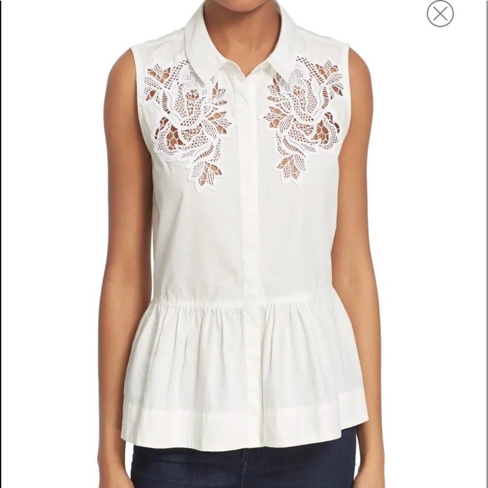 Rebecca Taylor White Sleeveless Blouse